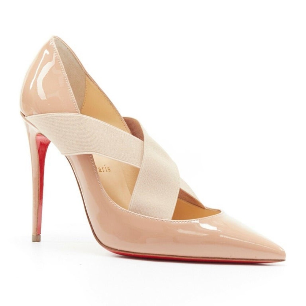Christian Louboutin Nude Patent Leather Criss-Cross Pumps US 6.5 EUR 36.5